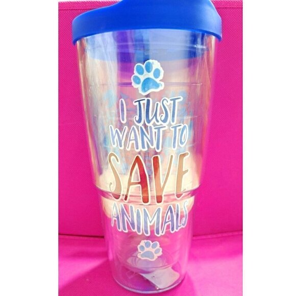 Tervis 28 oz. Tumbler "I Just Want to Save Animals" non-Tervis Lid - Picture 1 of 10